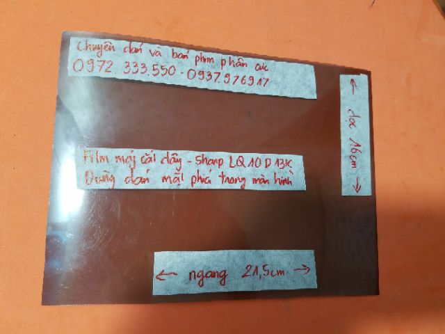 phim phân cực 10in cho màn hình máy cắt đây Sharp LQ10D13K tặng dao,khăn lau,hướng dẫn dán
