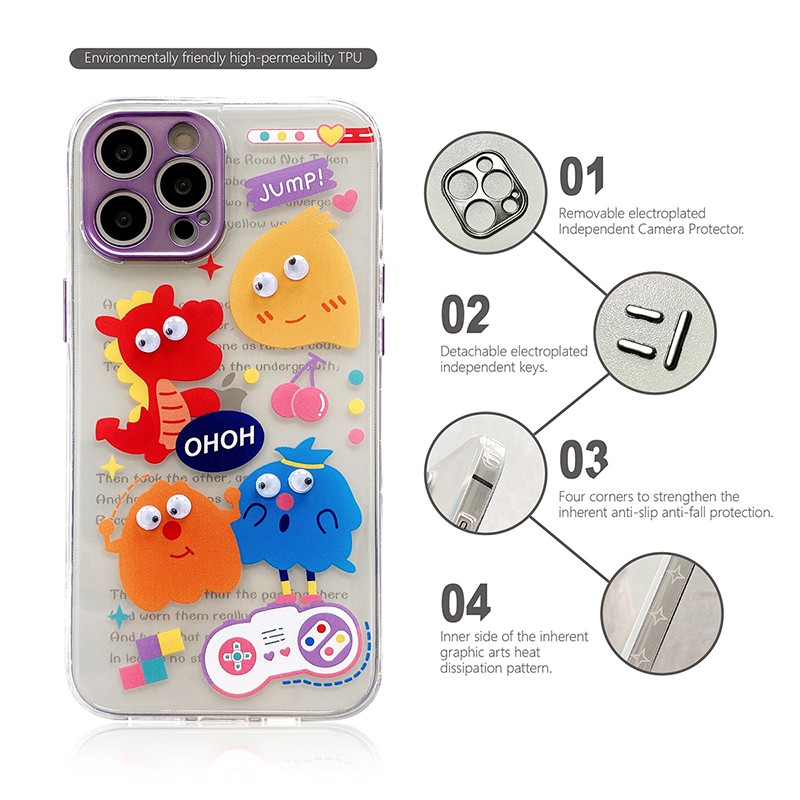 Ốp Lưng Trong Suốt Họa Tiết Hoạt Hình 3d Dễ Thương Cho Iphone 11 Pro Max X Xr Xs Max 12 Pro Max 12mini Iphone 7 8 Plus Se 2020 | BigBuy360 - bigbuy360.vn