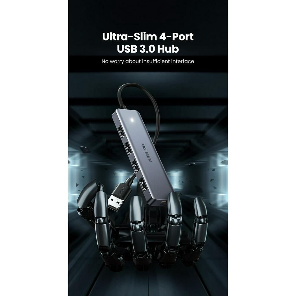 Bộ  chia 4 cổng USB 3.0 hỗ trợ cấp nguồn Micro USB chính hãng Ugreen 50985 cao cấp