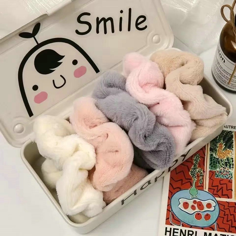 Dây Cột Tóc Lông Mềm Màu Cà Phê Sữa Dễ Thương