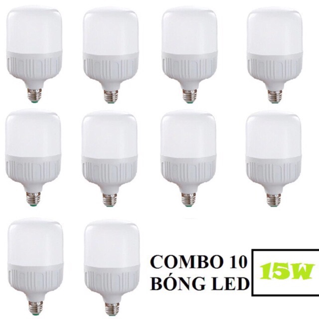 COMBO 10 BÓNG ĐÈN LED TRỤ - 15W LINH PHI- ĐUI XOÁY E27
