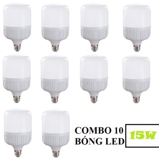 Combo 10 bóng đèn led trụ - 15w linh phi- đui xoáy e27