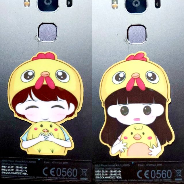 Tem Sticker Decal Couple Bé Gà Cute Dán ĐT, Nón Giá Rẻ