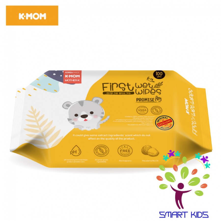 KHĂN ƯỚT CAO CẤP FIRST WET WIPES K-MOM HÀN QUỐC (100C) KHĂN ƯỚT KMOM