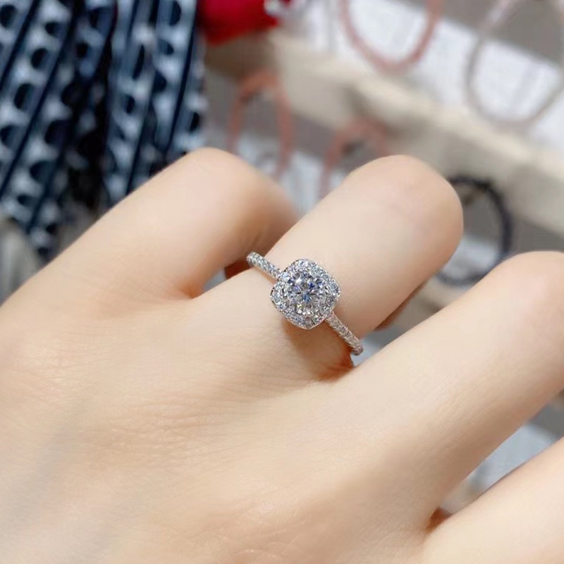 Bộ 2 chiếc nhẫn bạc dát đá zircon kim cương thời trang đơn giản cho nữ