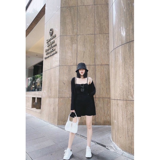 Jum short thun phối áo khoác cardigan cá tính kèm ảnh thật