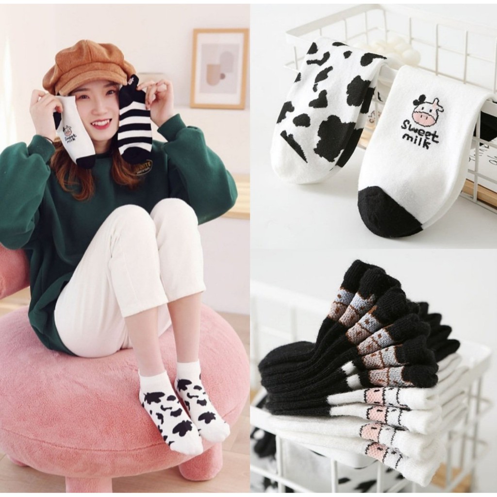 Tất bò sữa ulzzang thấp cổ cotton cao cấp