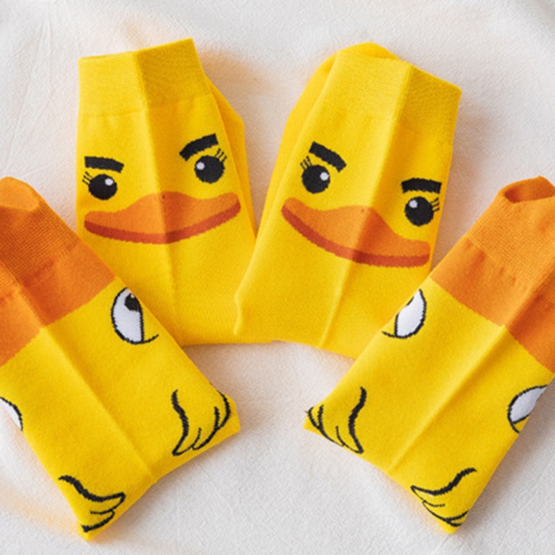 Tất Cotton In Họa Tiết Vịt Hoạt Hình Vui Nhộn Cho Nữ