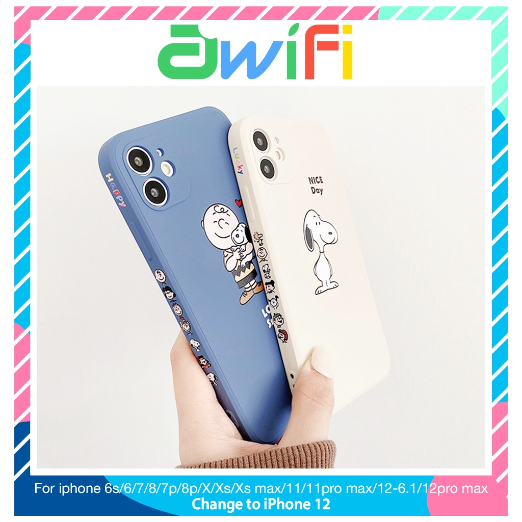 Ốp lưng iphone vuông cạnh hình snoopy 5s/6/6plus/6s/6splus/7/7plus/8/8plus/x/xr/xs/11/12/pro/max/plus/promax-Awifi X5-10