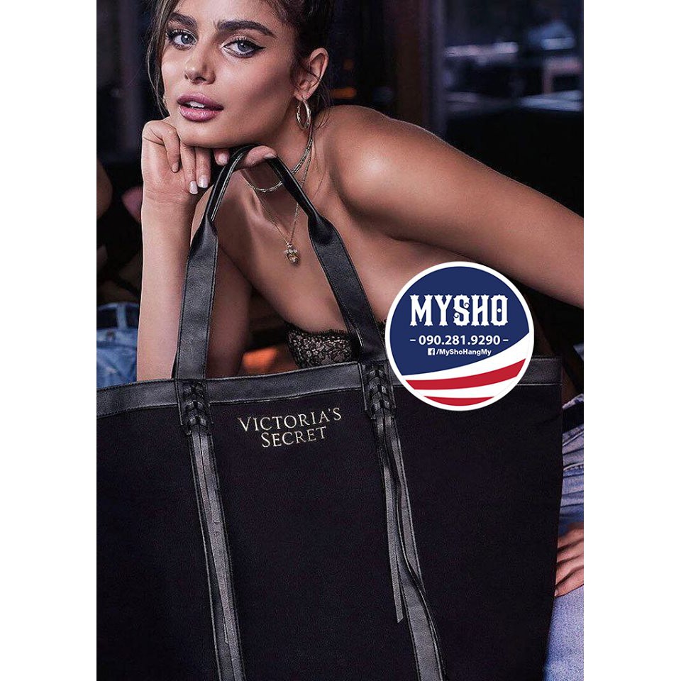 Túi tote vải canvas Victoria's Secret màu đen