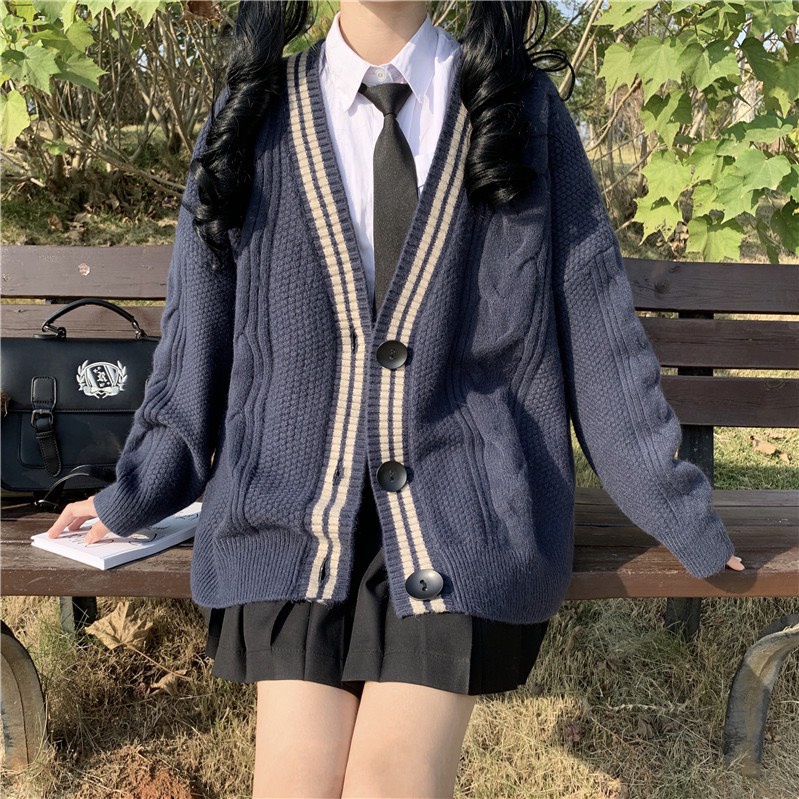 áo khoác cardigan len thừng học sinh dày kiểu dáng hàn quốc chất đẹp quảng châu cao cấp A228 SUTANO