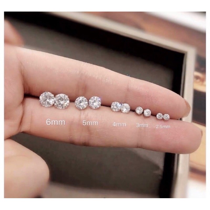 Khuyên tai bạc nữ nụ đá tròn Bông tai bạc ta nguyên chất nam nhiều size cỡ 2-7mm có bảo hành