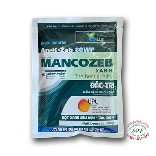 Mancozeb 100gr (Man xanh) diệt trừ nấm bệnh cây trồng đốm lá, rỉ sắt, phấn trắng, thán thư...