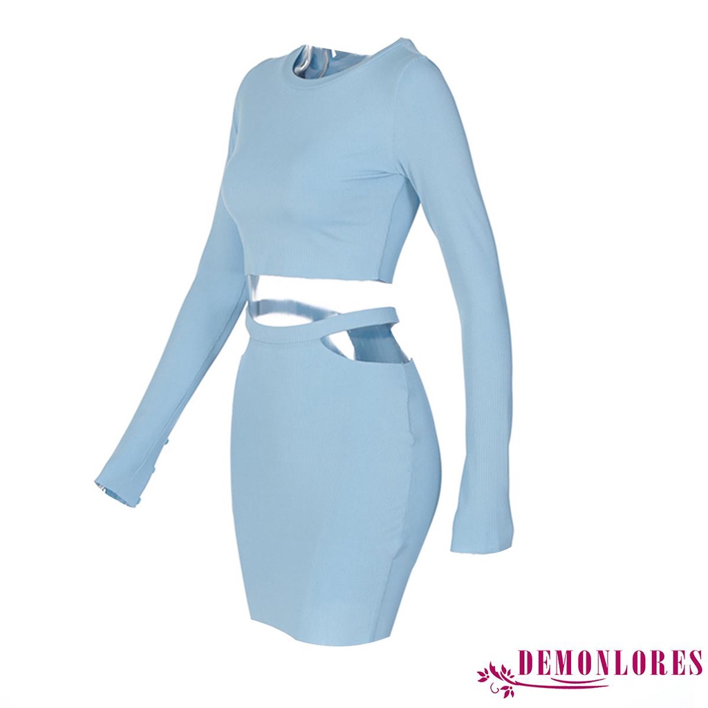 Bộ Chân Váy Lưng Cao Và Áo Dài Tay Kiểu Dáng Gợi Cảm Cho Nữ