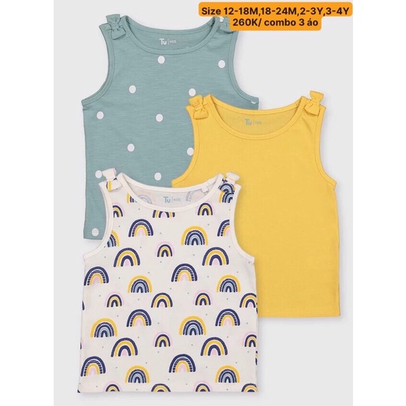 [KIDDO] Set hè bé gái ba lỗ chất liệu cotton mềm mịn, không thấm mồ hôi, nhãn hiệu Tu Clothing cực đẹp ❤️