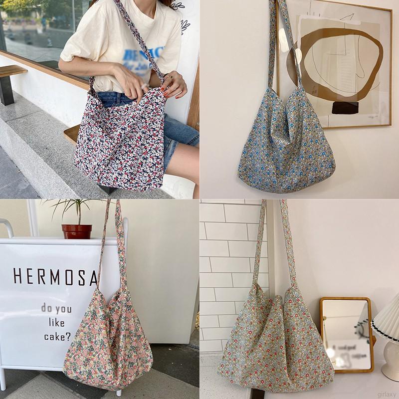 Túi xách vải canvas thân thiện môi trường họa tiết hoa xinh xắn
