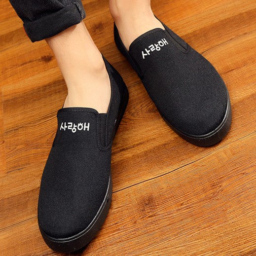 Giày Lười Nam Đen Kiểu Dáng Hàn Quốc