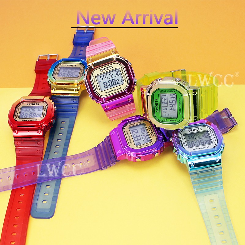 Đồng hồ kỹ thuật số màu gradient phát sáng chống thấm nước phong cách Hàn Quốc thời trang Unisex | BigBuy360 - bigbuy360.vn