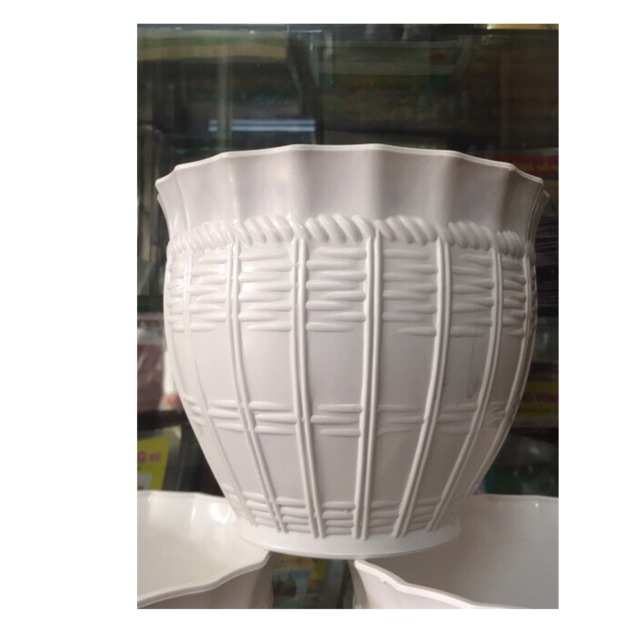 Chậu hoa nhựa- kiểu mây đan bầu, đg kính 17cm