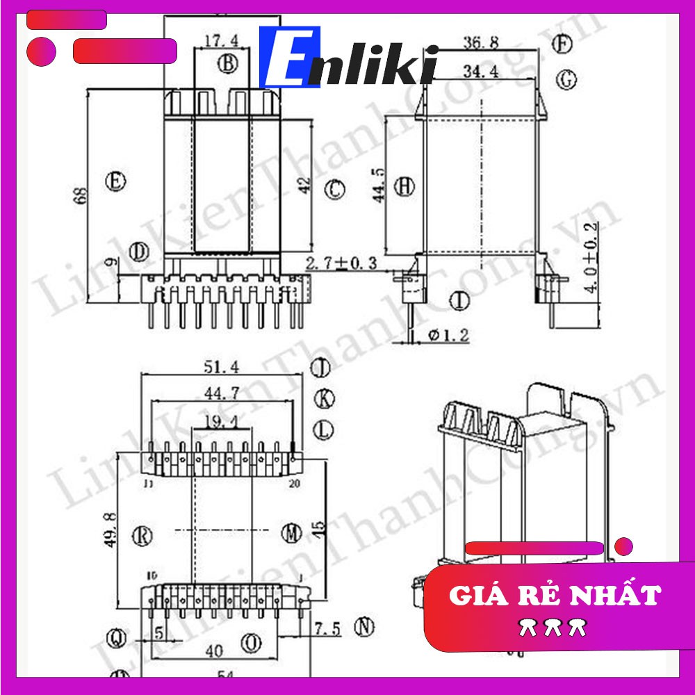 E55 EE55 (10+10) Biến Áp Xung Đôi Nằm