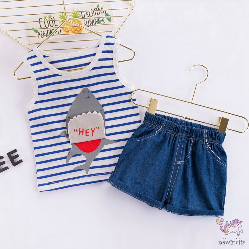 Bộ Áo Ba Lỗ In Hình + Quần Đùi Cho Bé Trai