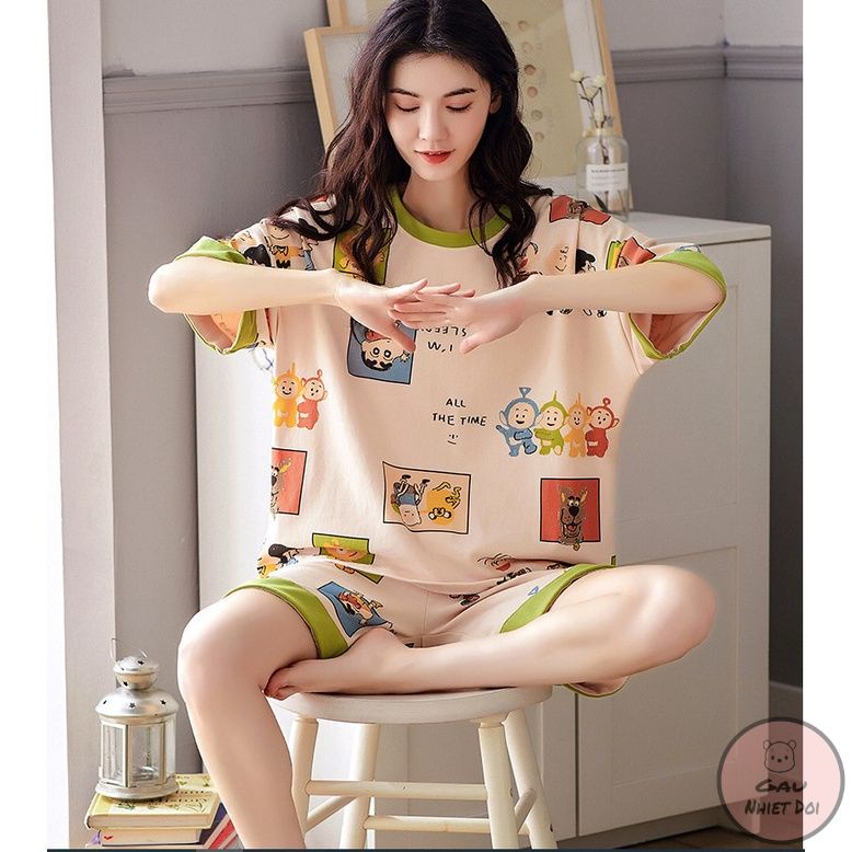 [Gấu Nhiệt Đới] Bộ Đồ Ngủ Mặc Nhà Họa Tiết Cute In 3D Kiểu Dáng Thời Trang Freesize Kèm Video Ảnh Thật