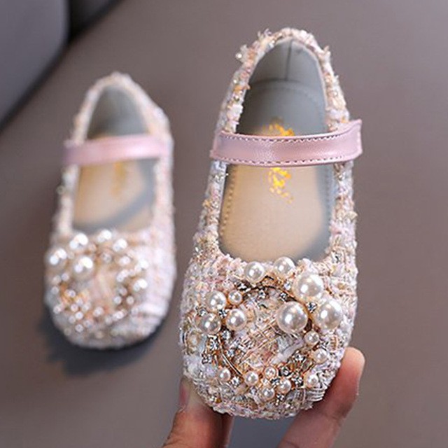 Giày búp bê cho bé gái đính ngọc trai giả, phong cách Hàn Quốc xinh xắn, size 21 - 30 [ hàng order ]