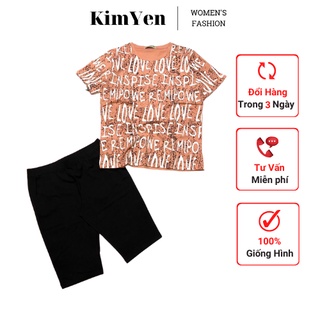 Bộ ngố áo form rộng thun cotton in hình thời trang