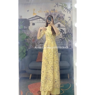 Bộ Áo dài voan tơ hoa nhí 4 tà (ảnh thật)