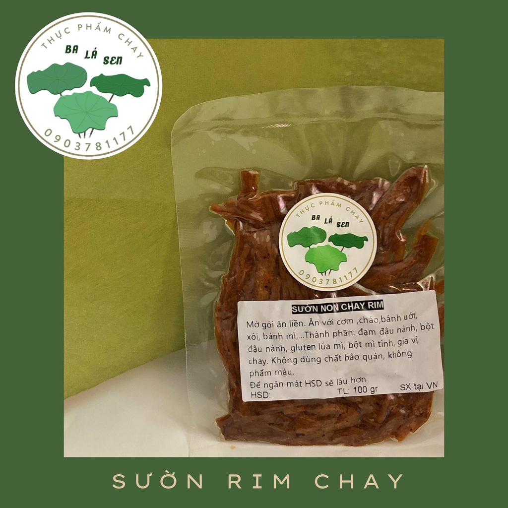 Sườn non chay rim Ba Lá Sen chế biến sẵn, bảo quản lâu 100g