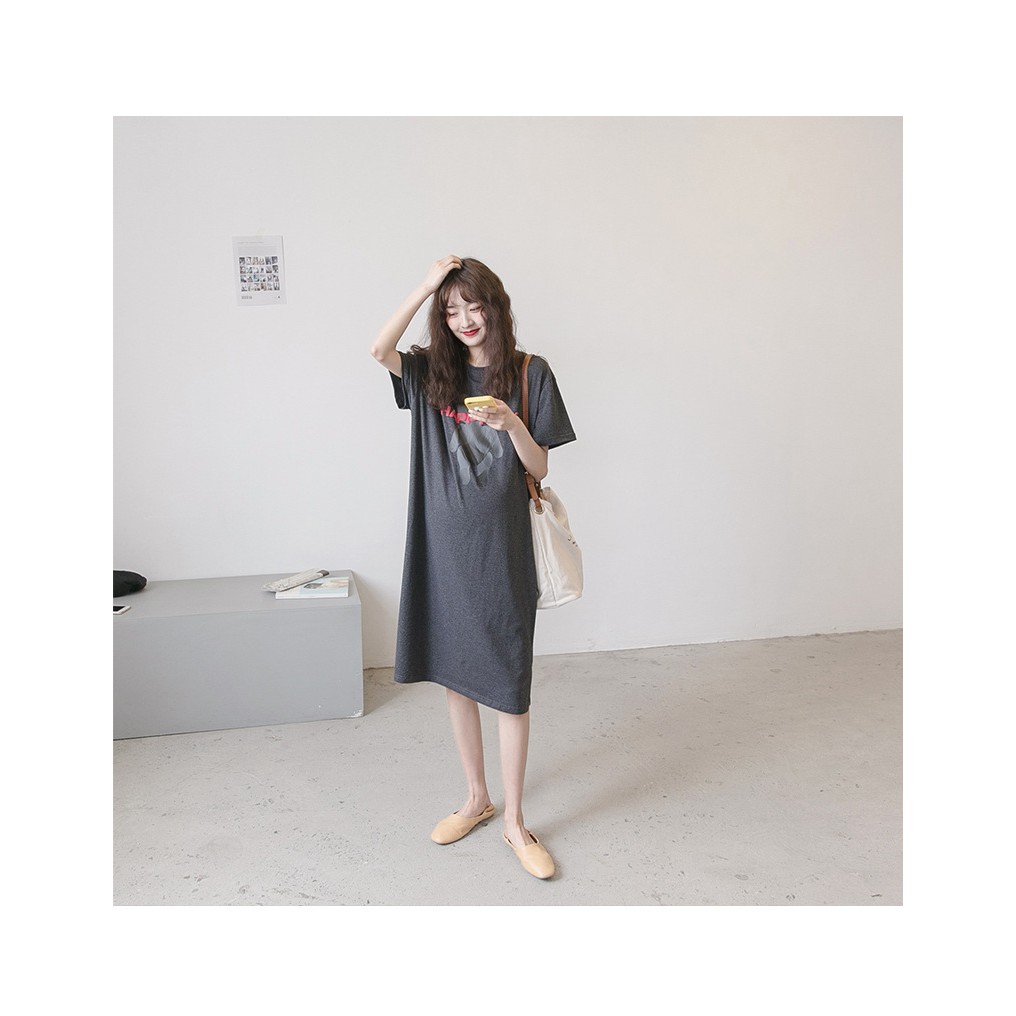 Váy Bầu Đầm Bầu Xinh Thun Cotton Gấu Happy