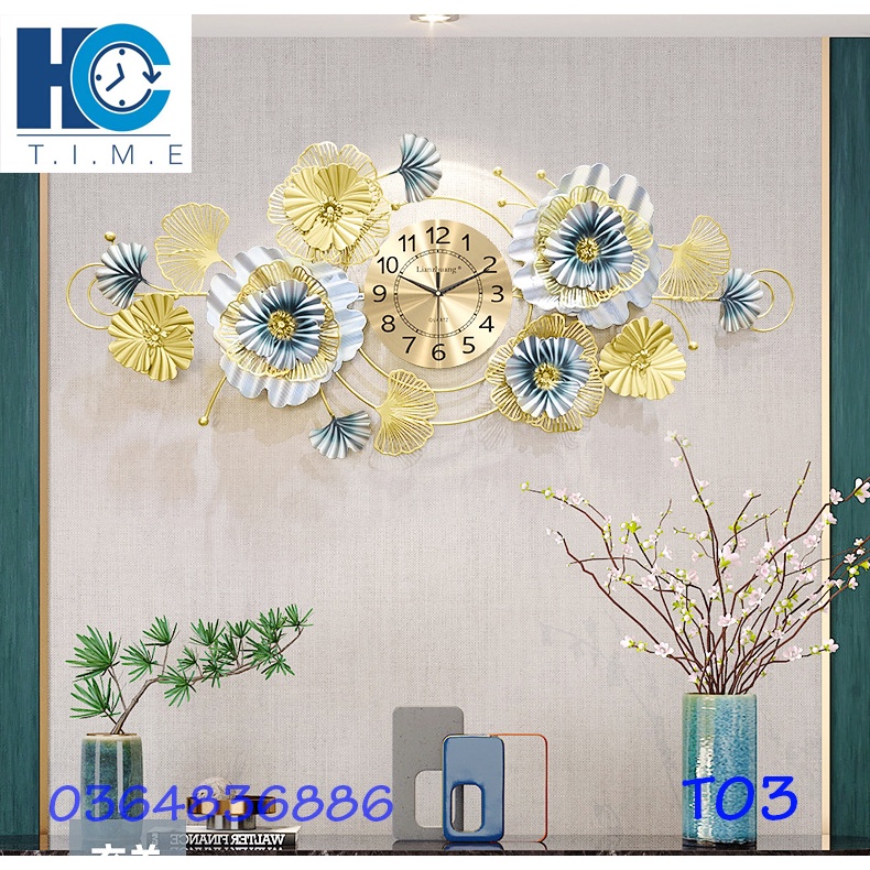 Đồng hồ treo tường trang trí decor T03 kích thước 120 x 52 cm