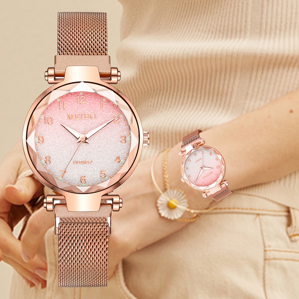 Đồng hồ nữ đẹp MEIBO - đồng hồ công sở và thời trang - Dây đeo bằng thép không gỉ có đóng từ tính - Máy Quartz thumbnail