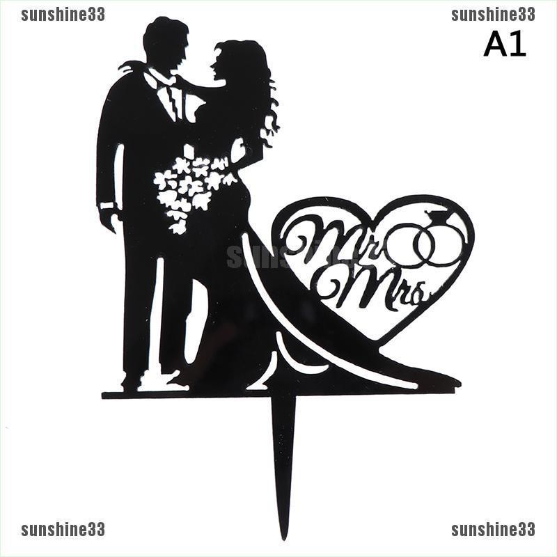 Topper Cắm Trang Trí Bánh Kem Hình Cô Dâu Chú Rể Mr Mrs