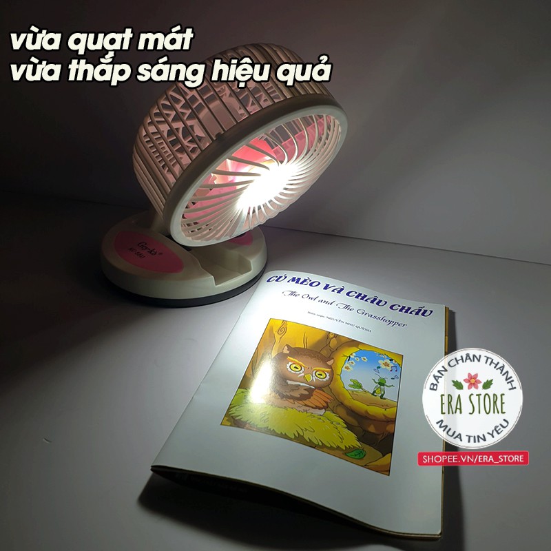 Quạt Tích Điện Để Bàn Mini Gấp Gọn Tiện Lợi Gió Mát Có Đèn Sáng - Bảo Hành Hoàn Tiền Nếu Có Lỗi (Loại tốt) | BigBuy360 - bigbuy360.vn