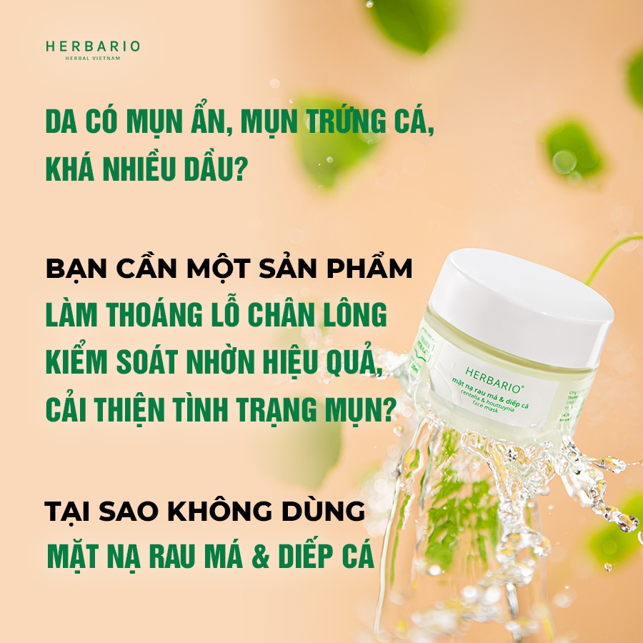 Mặt nạ Rau má & Diếp cá herbario 30ml sạch mụn thuần chay