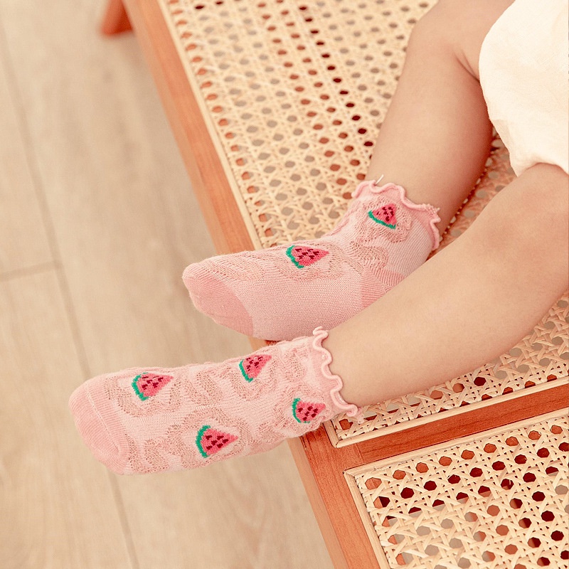 Vớ Cotton Cổ Ngắn Mềm Mại Thoáng Khí In Họa Tiết Trái Cây Dễ Thương Thời Trang Mùa Hè Cho Bé Gái 0