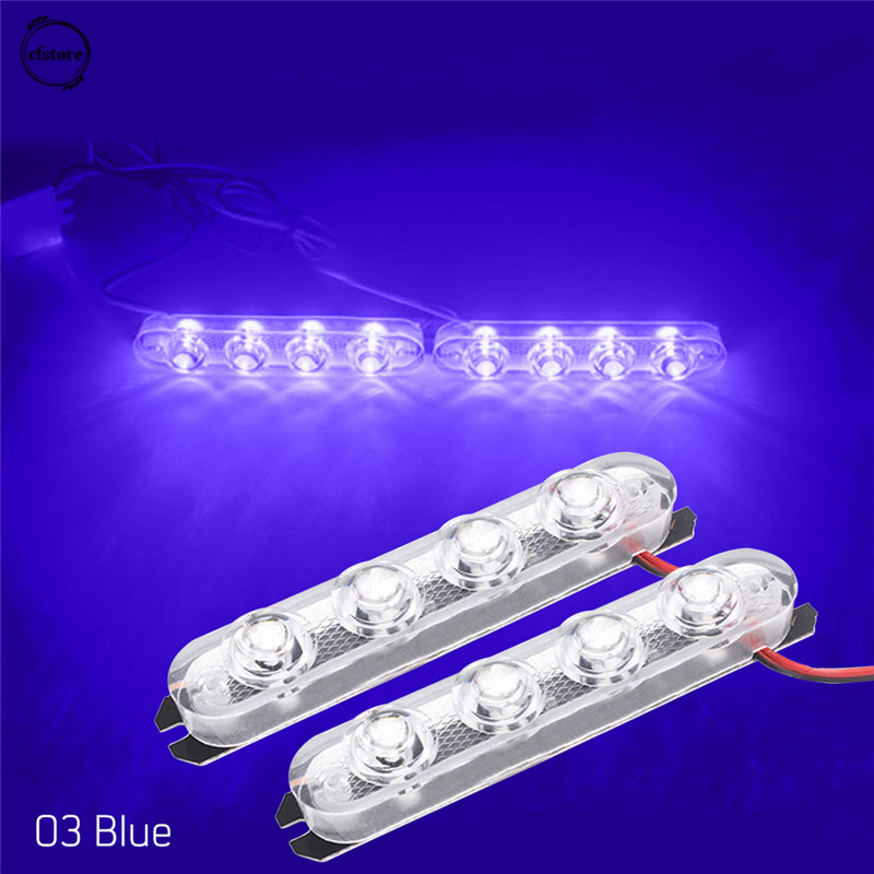 Set 2 Đèn Nhấp Nháy Cảnh Sát 4 Led Cho Xe Hơi / Xe Máy