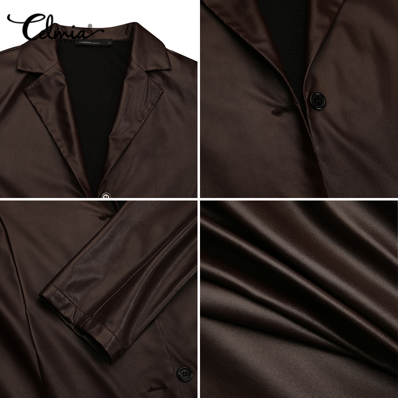 Áo Khoác Nữ Celmia Chất Da PU Tay Dài Cổ Bẻ Cá Tính Trẻ Trung Thời Trang | BigBuy360 - bigbuy360.vn