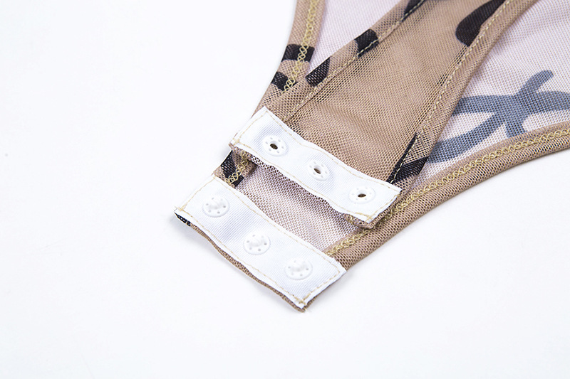 DUNEA Trang phục lưới ôm sát ngườI gợi cảm xuyên thấu dài tay cổ tròn cho nữ