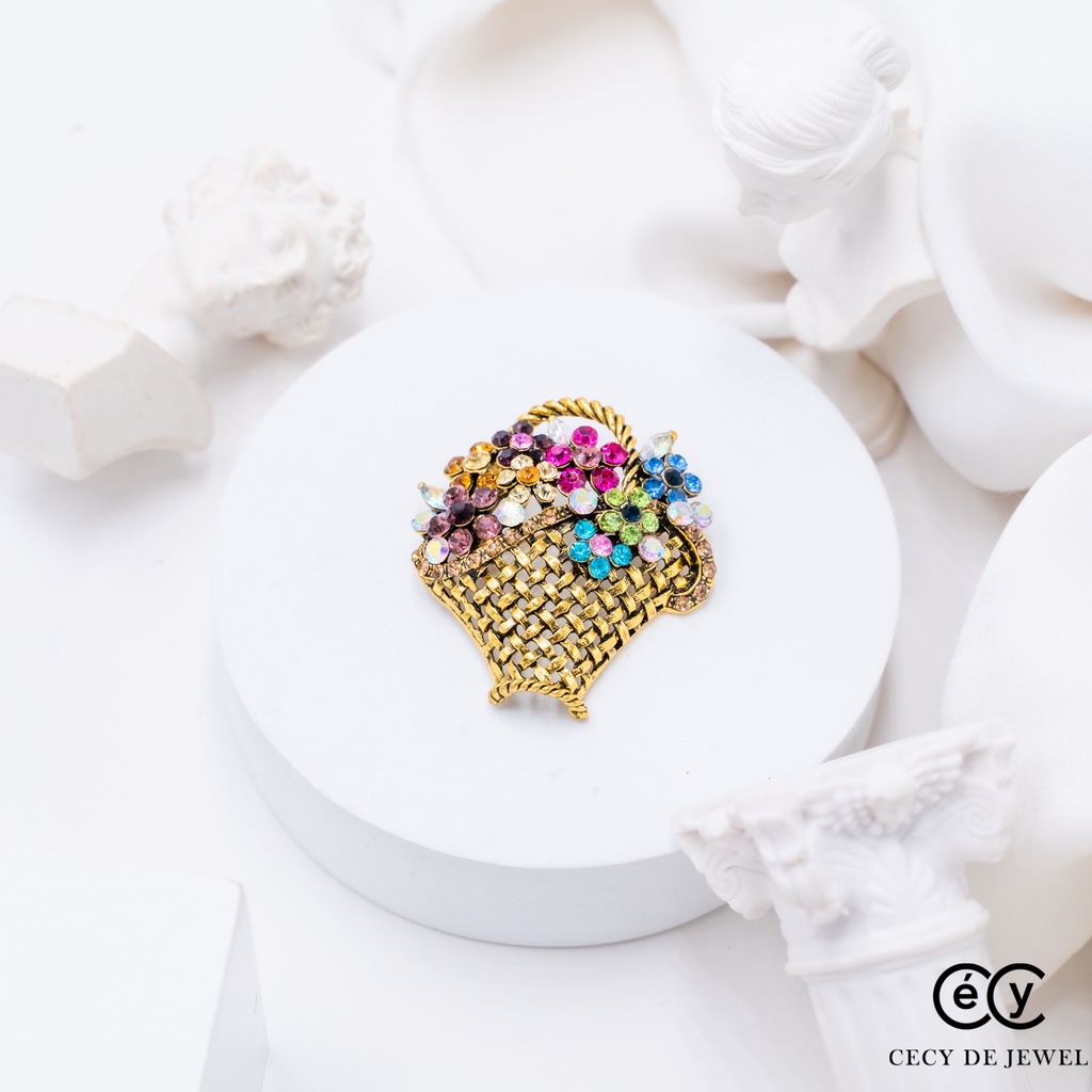 Trâm cài áo CECY giỏ hoa 2306T