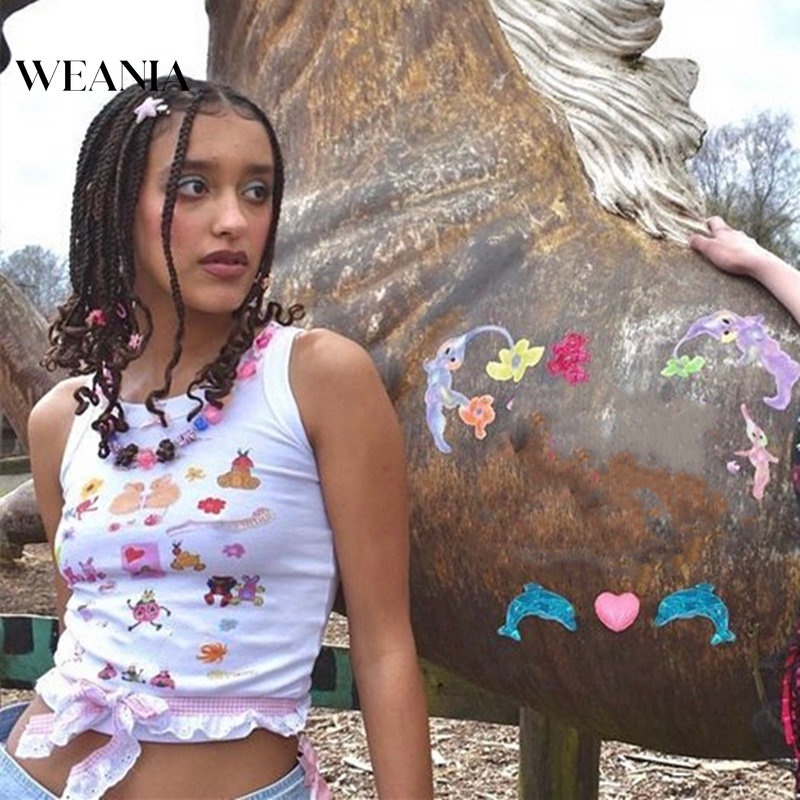 Áo Tank Top In Họa Tiết Dễ Thương Thời Trang Cho Nữ