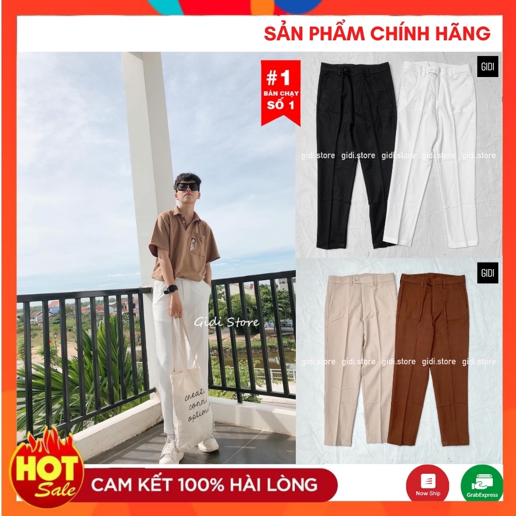 QuầnTây âu Nam Nữ Unisex ống suông 💥 Quần baggy vải kate mịn, không nhăn chính hãng GIDI