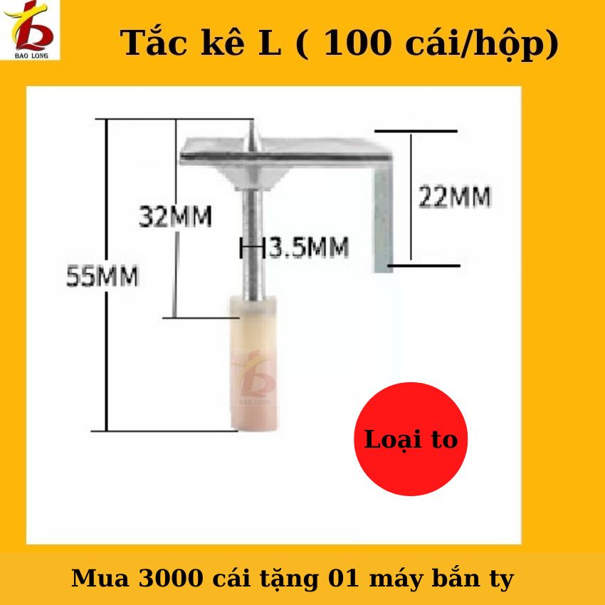 Tắc kê đạn  máy bắn ty L , hộp 100 cái