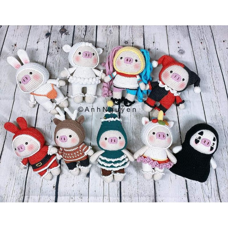 Heo bông xinh xắn thú bông len handmade