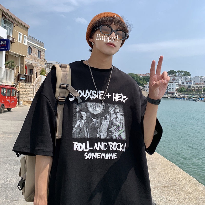 Áo Thun Ngắn Tay Dáng Rộng In Họa Tiết Vintage Cá Tính Theo Phong Cách Hip Hop Dành Cho Nam