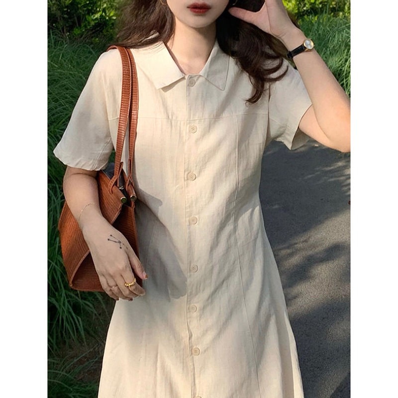Đầm ôm eo màu trơn phong cách mới cho nữ sinh