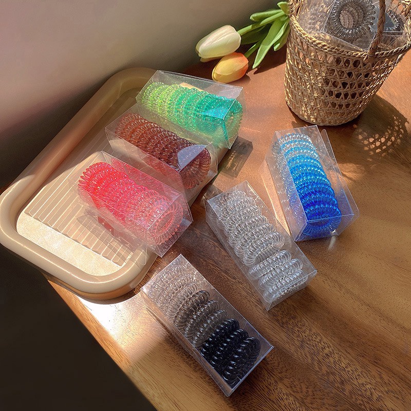 Set 9 Dây Buộc Tóc Xoắn Lò Xo Thạch Nhiều Màu Siêu Xinh