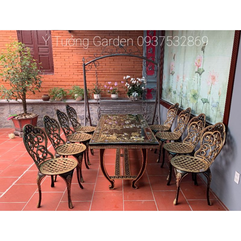 Bàn ghế sân vườn, bộ bàn ăn nhôm đúc cap cấp