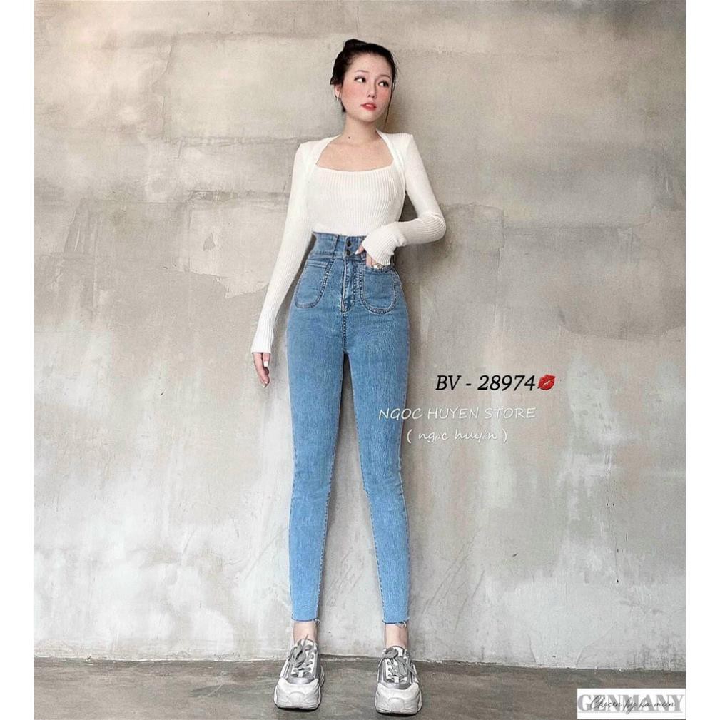 Quần jean xanh 2 túi trước, quần bò cạp cao chất bò sịn sò / thoitrangsvtn